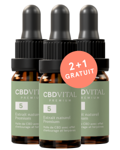 Huile de CBD Extrait naturel Premium 5% ★ 2 + 1 GRATUIT